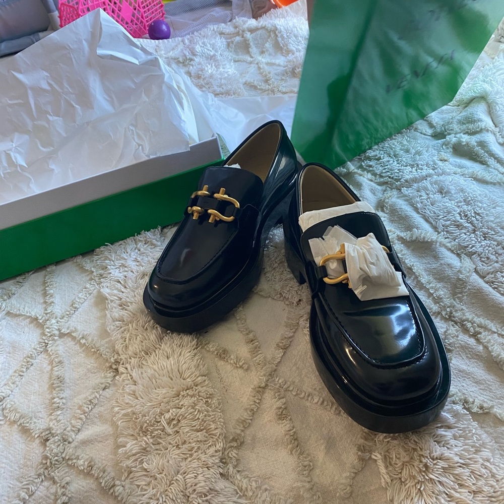 Bottega Veneta Monsieur Calfskin Black Vinyl Loafers